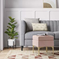 Project 62 Joslyn Brass Leg Ottoman Blush Velvet