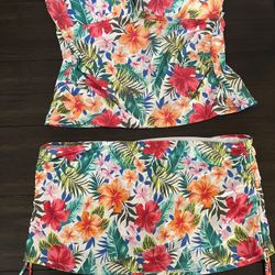 Tankini Bathing Suit With Cinched Skirt Bottoms