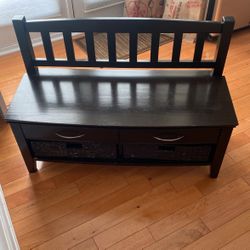 Wood Bench With Storage Shelves