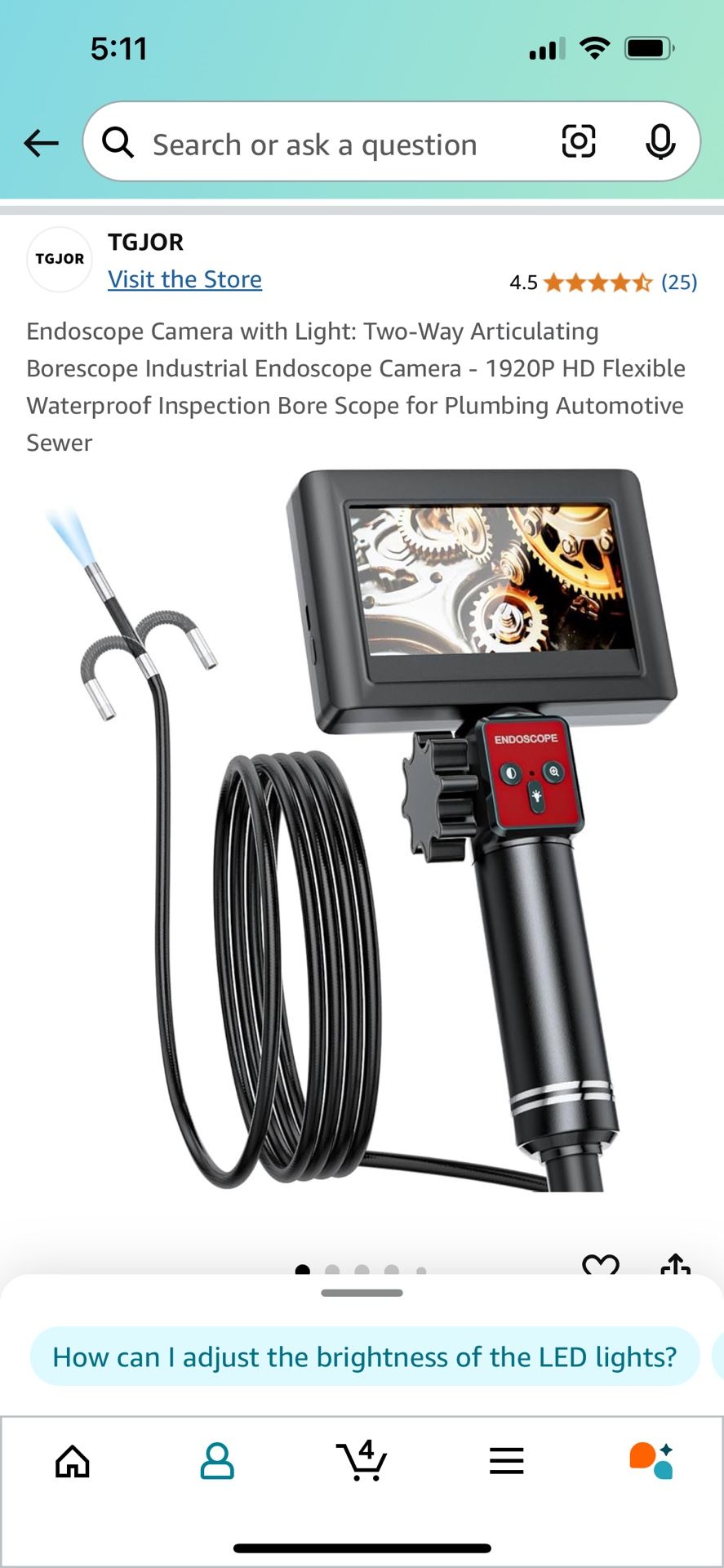 Endoscope Camera With Light