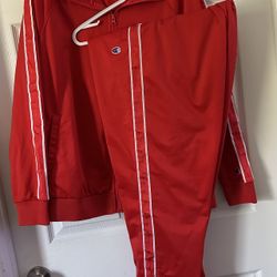 Champion Red & White Jogging Set