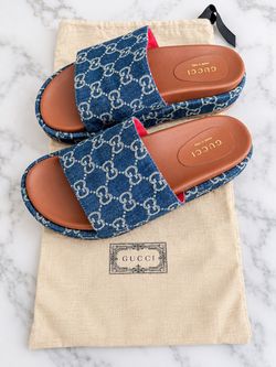 GG Denim slides size 9.5-10