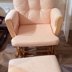 Storkcraft Premium Hoop Glider & Ottoman (Natural/Pink) — GREENGUARD Gold Certified Nursery Glider