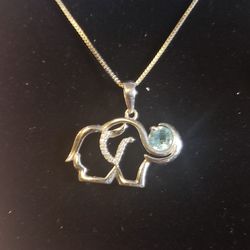 December Birthstone Elephant Necklace