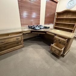 Light Oak Office Furniture Desk Glass Top For Sale In Chandler! 