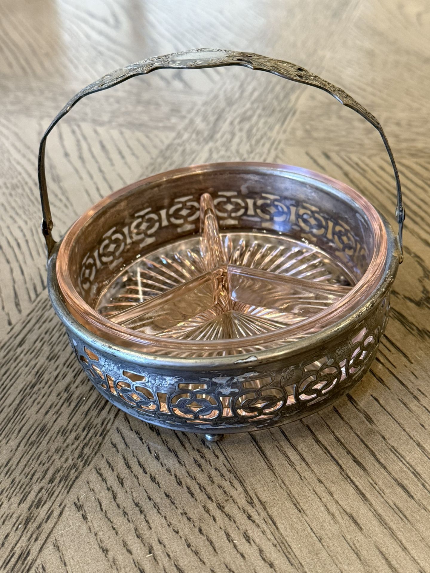 vintage Pink Depression Glass Divided Relish/Candy Dish