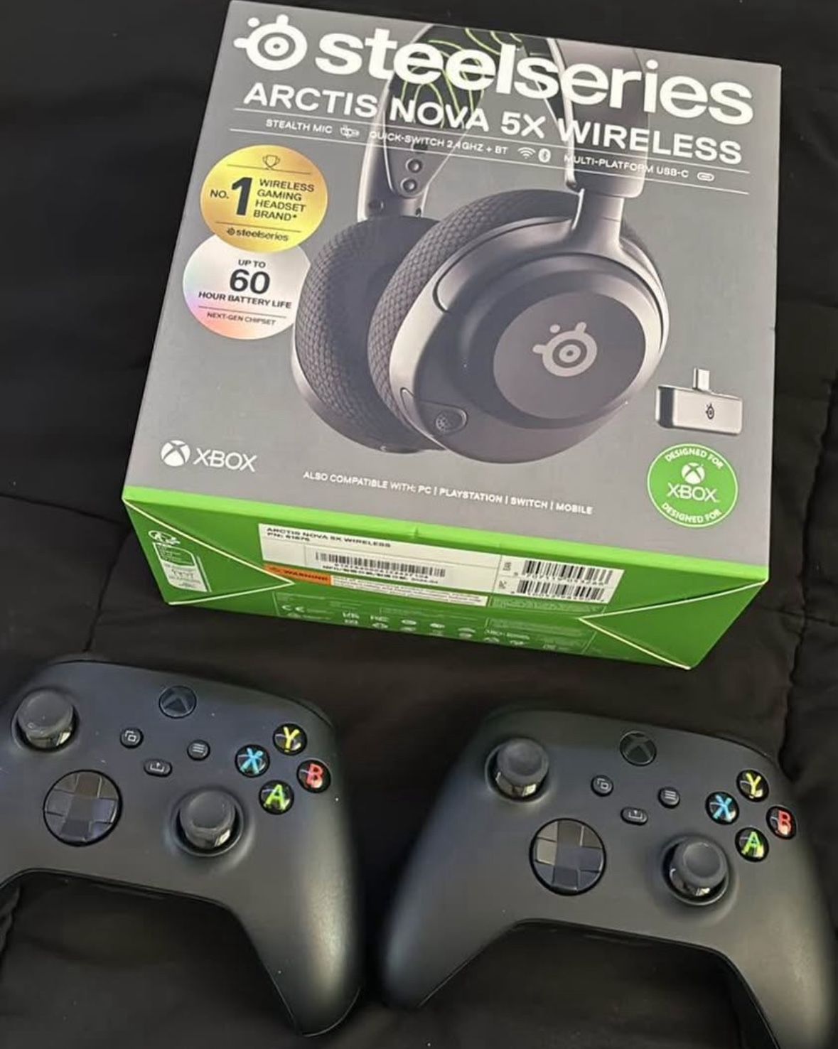 Xbox Series controllers and headset