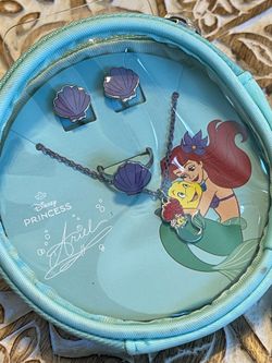 DISNEY PRINCESS LITTLE MERMAID ARIEL JEWELRY NECKLACE SEA SHELL EARRINGS RING