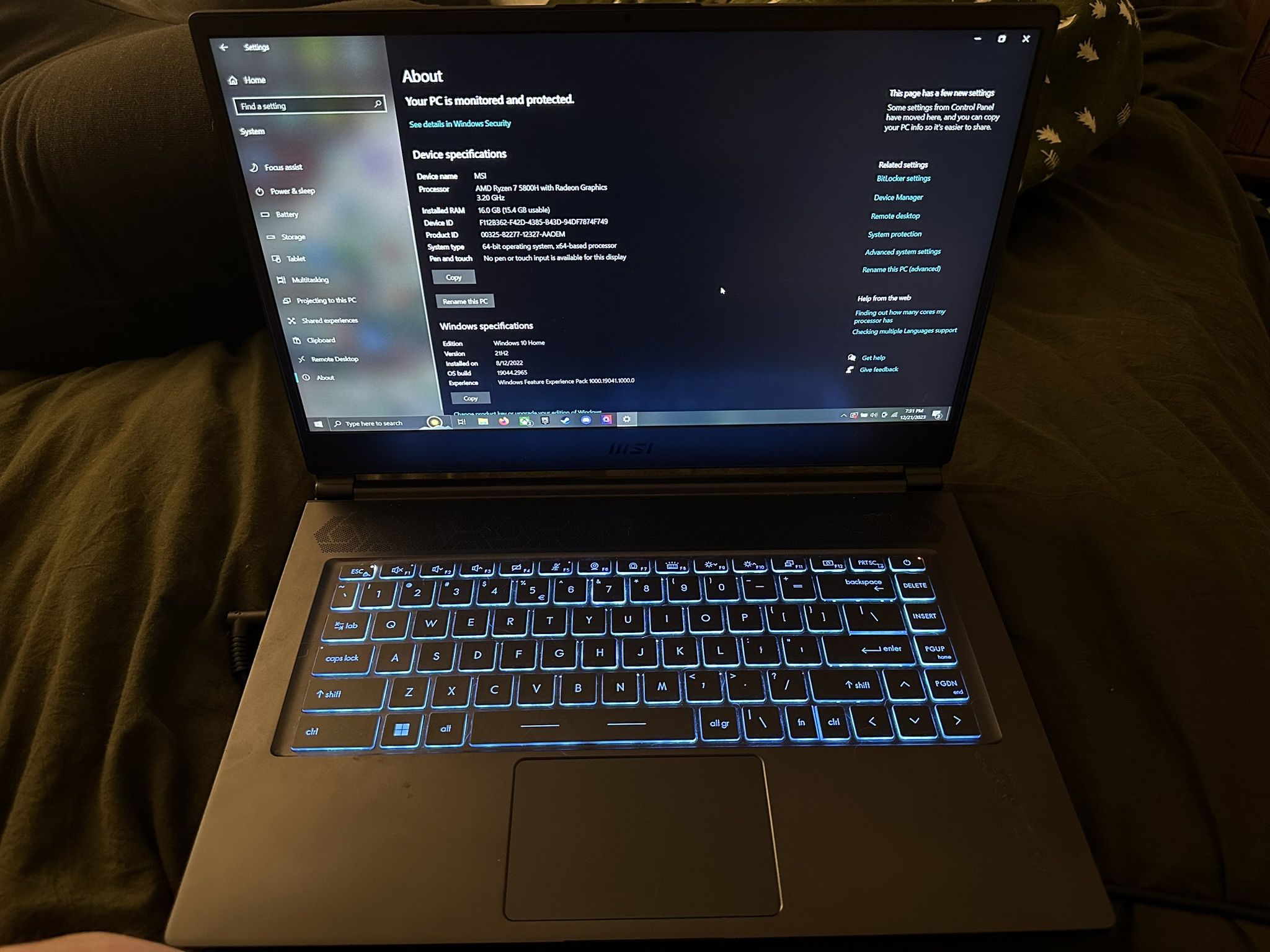 MSI delta 15 Gaming Laptop