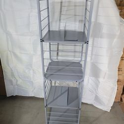 VASAGLE 4-Tier Bookshelf, Rotating Bookcase with Bookends for Small Spaces, Corner Shelf, Steel Frame, Dove Grey LLS127G36