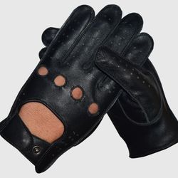 New Black And Brown Driving Gloves