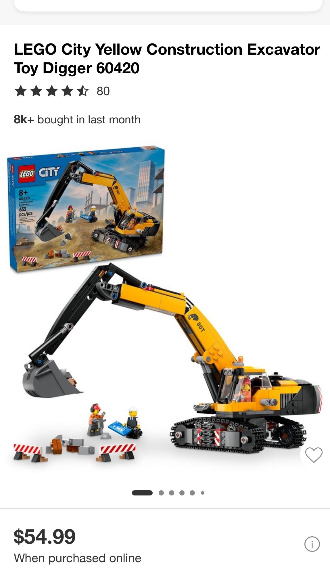 LEGO City Yellow Construction Excavator toy (60420)