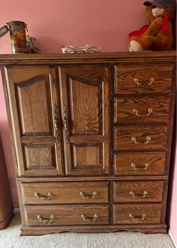 Oak Wood Armoire Dresser with Drawers