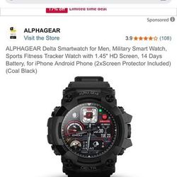 ALPHAGEAR Delta Smartwatch for Men, Military Smart Watch, Sports Fitness Tracker Watch with 1.45" HD