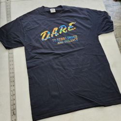 D.A.R.E. To Resist Drugs And Violence Black Tie Dye Camo T Shirt Size S Small