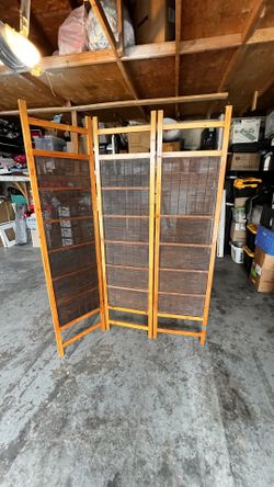 Vintage Rattan and Wood Room Divider 
