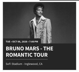 Bruno Mars Tickets - October 6, 2026 @ SoFi Stadium 7pm