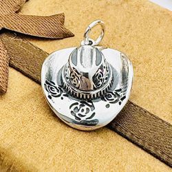 Cowgirl Hat flowers 925 Charm Pendant