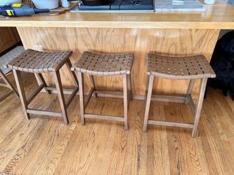 Grandin Road counter height leather barstools