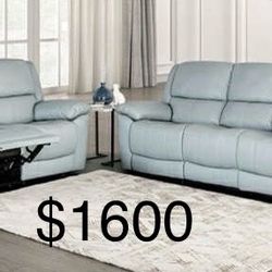New Leather Recliner Couch And Love Seat Set / Free Delivery 