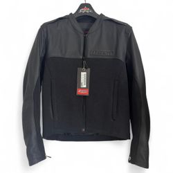 Icon Men’s Accelerant Stealth Motorcycle Jacket Black Leather Textile Armor Medium NWT