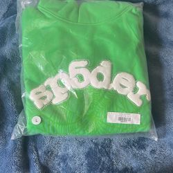   Lime Green Sp5der Hoodie Large 