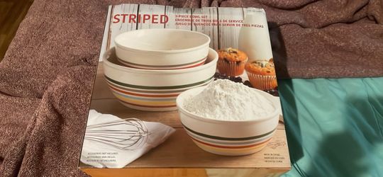 Striped 3-Piece Ceramic Bowl Set