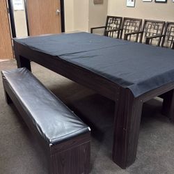 Pool Table With Two Ottomans 