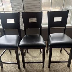 3  Dark Brown Wood Chairs 