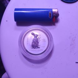 1999 Rabbit 2 Oz Silver Coin