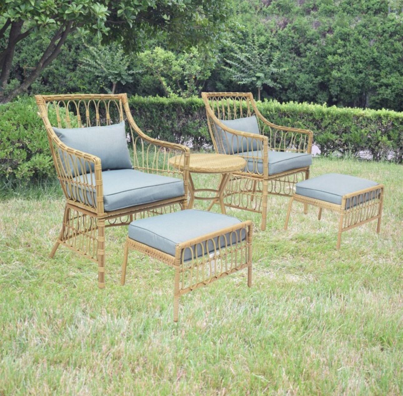 Light Blue Wicker Patio set