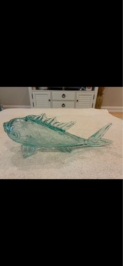 Handblown Glass Fish 17” Long, Coastal / Beachy - New