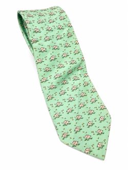 Brooks Brothers Men’s Silk Tie Mint Green Pink Elephant Print Necktie