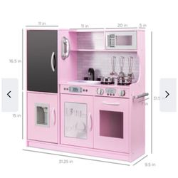 Pretend Play Kitchen. Real Wood. Includes 11 Accessories