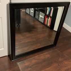 Large 42” X 40” Mirror In dark brown frame