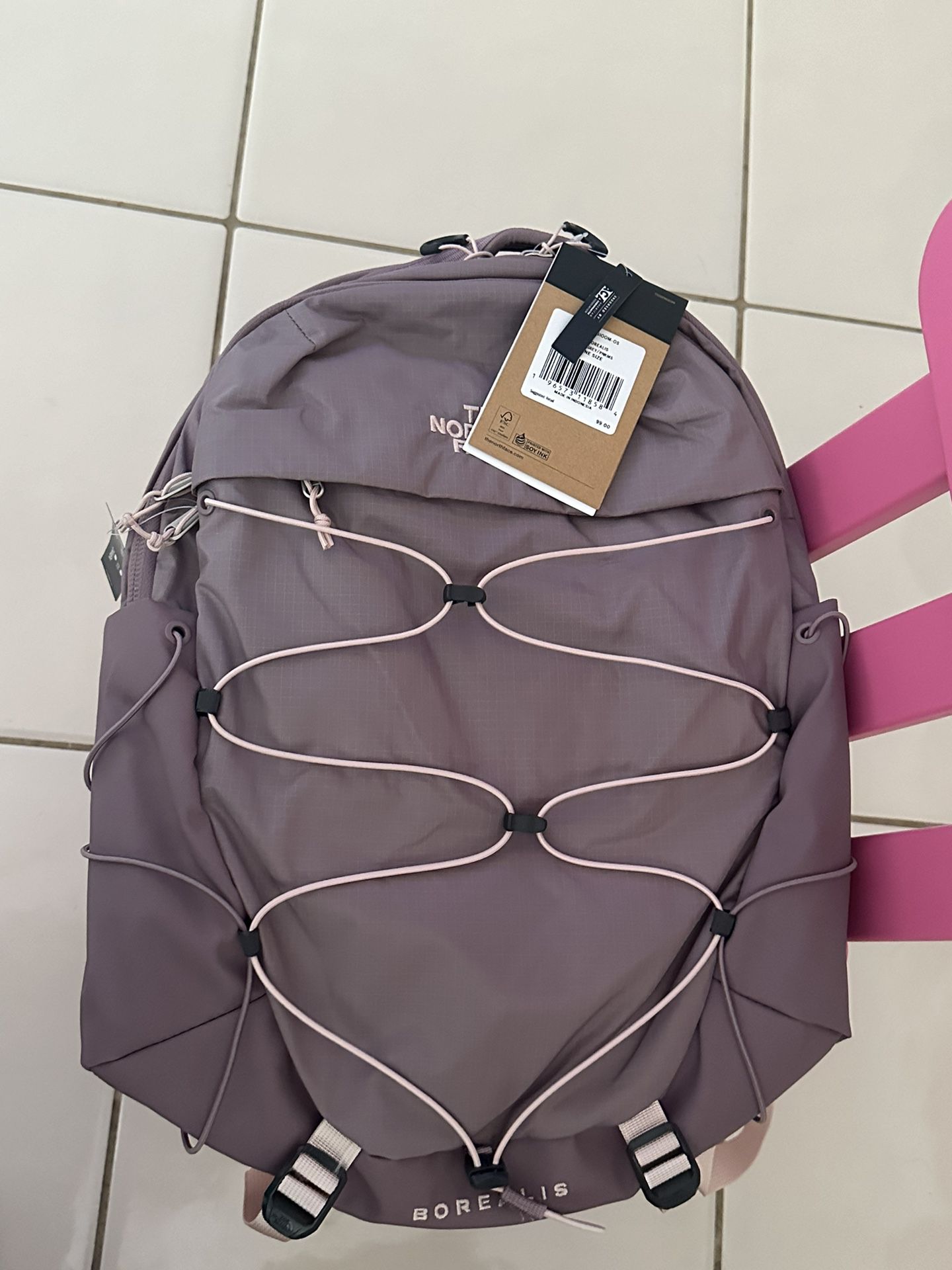The North Face Backpack Bookbag Purple And Pink Large With Pockets