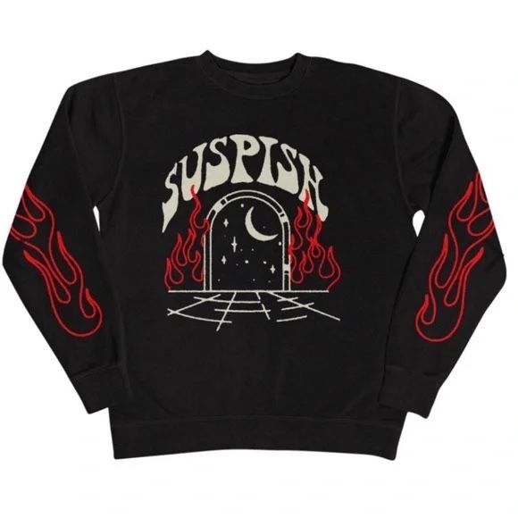 Bailey Sarian Merch - Suspish Black Flame Crewneck Sweatshirt True Crime Size 2X XXL 2XL Plus Size