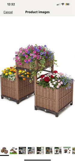3pc raised garden bed with drainage holes