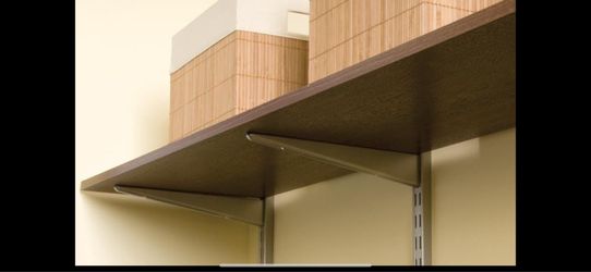8 espresso shelves with tracks, brackets