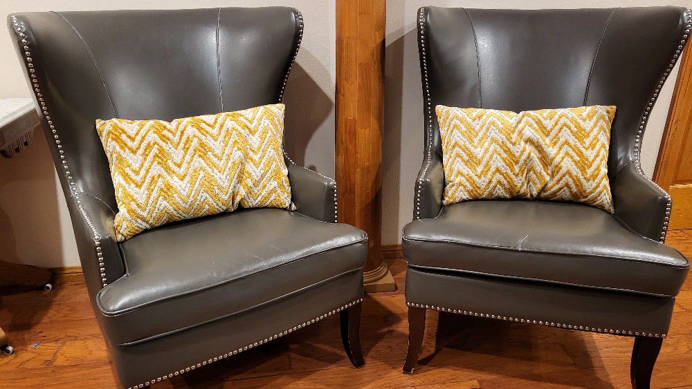 Wing Back Chairs Grey