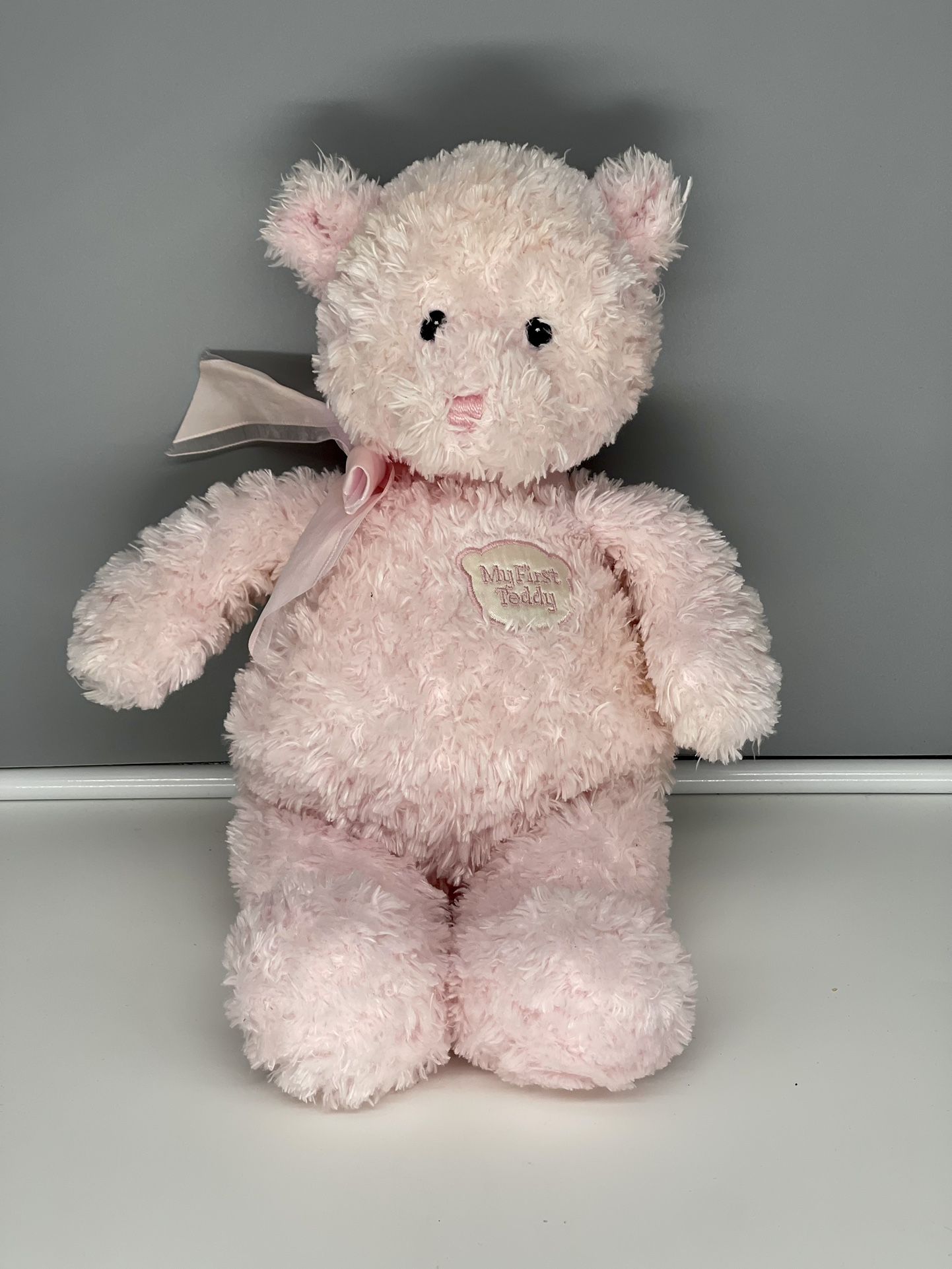 Gund Baby My First Teddy Bear Pink Plush Stuffed Animal 58617 Sewn Eyes 14”