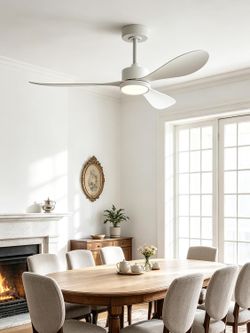 White Ceiling Fan with Light Kit Remote