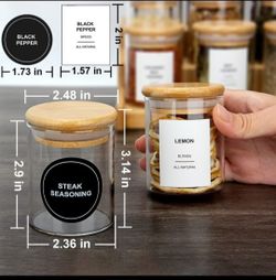 JuneHeart 32 PCS Glass Spice Jars with Bamboo Lids and 194