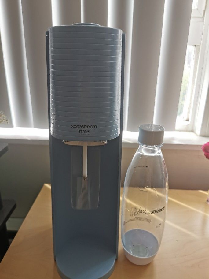 SodaStream Terra Sparkling Water Maker (Misty Blue) with CO2, DWS Bottle and 2x Bubly Drop
