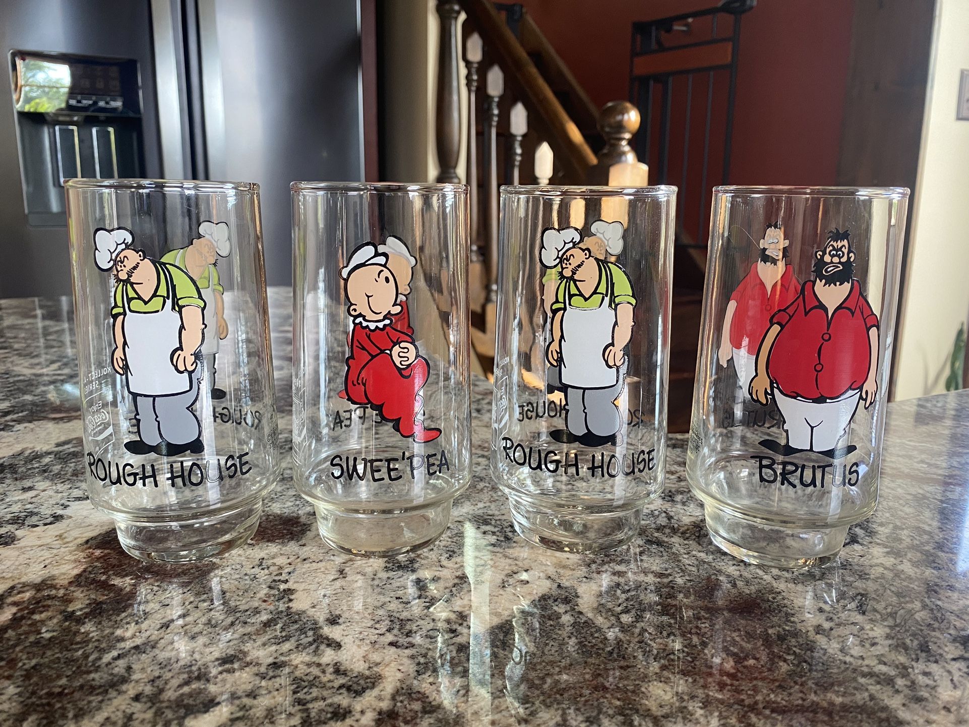 Vintage 1975 Popeye Coca Cola glasses
