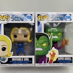 (NEW) Funko POP! Marvel Fantastic 4 Invisible Girl #558 and Super Skrull #566 (VAULTED) Perfect Gift for any Marvel or Fantastic 4 fan or collector