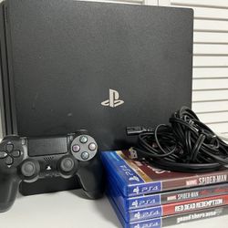 PS4 Pro 1TB - All Cords Included, Controller And 5 Games