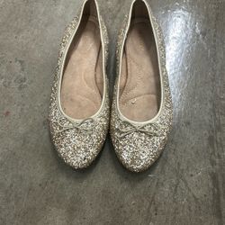 Gold Glitter Flats Size 7