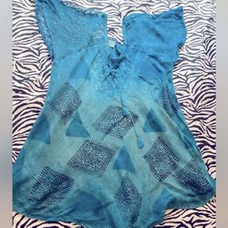 Turquoise Embroidered Tunic Top