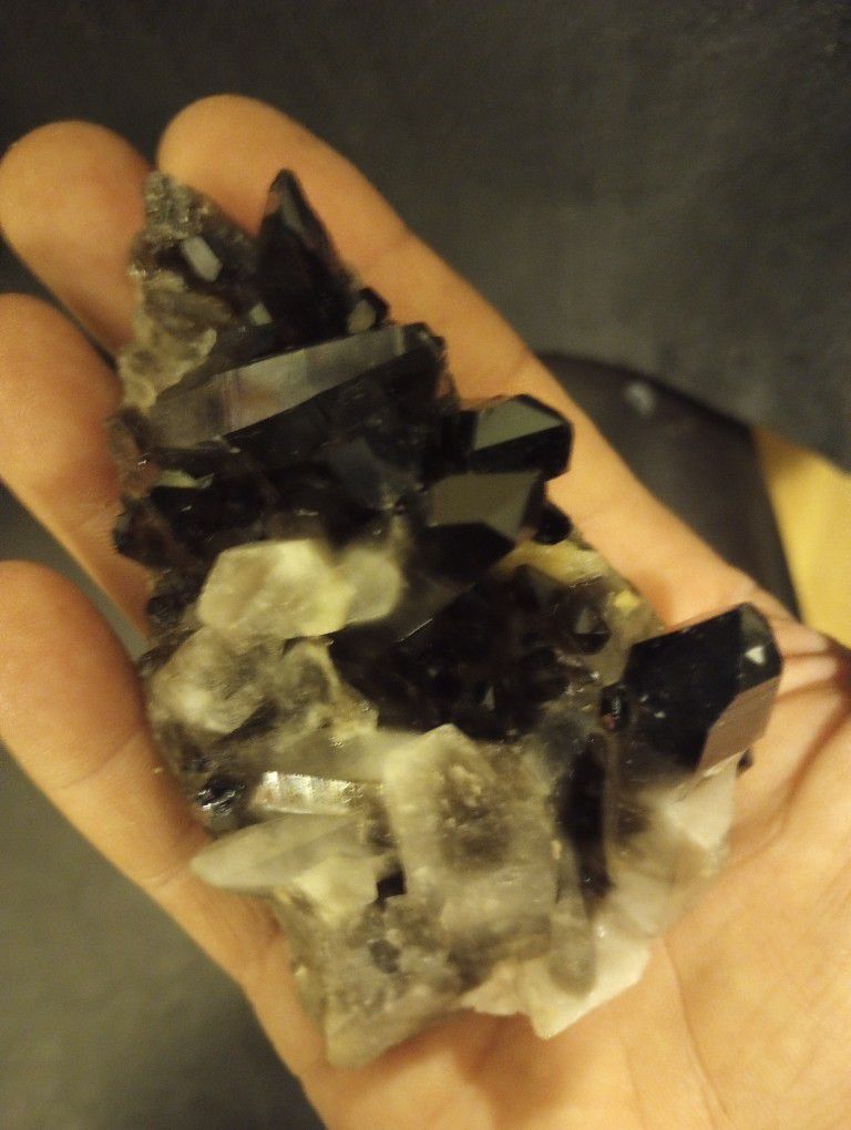Black Quartz Crystal Cluster 